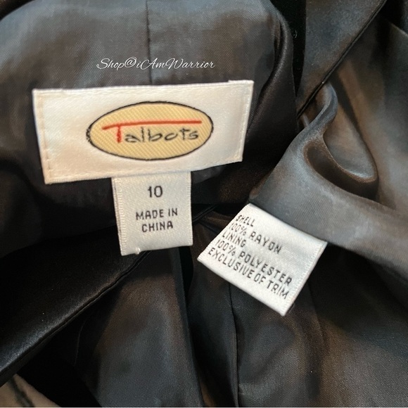 Talbots soft black velvet satin lapel tie blazer with built in cami - Picture 8 of 9